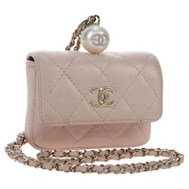 CHANEL Matelasse Chain Shoulder Pouch Caviar Skin Pink Gold Tone CC Auth 196186V - Chanel