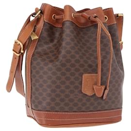 Borsa a tracolla CELINE Macadam Canvas PVC Leather Brown Gold Auth 195708 - Céline