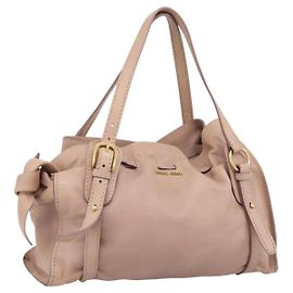 Miu Miu Tote Bag Leder Beige Gold Auth 196841V