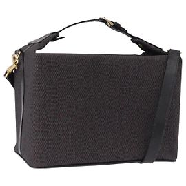 SAINT LAURENT Borsa a mano Vanity Canvas 2way Black Gold Auth ka5684