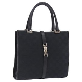 Borsa GUCCI GG Canvas Jackie Nero Oro 002 1065 Auth 180760