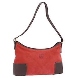 LOEWE Schultertasche Wildleder Rot Gold Auth 195667V