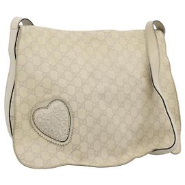Borsa a tracolla GUCCI GG Canvas Guccissima White Gold 212572 Auth bs36736