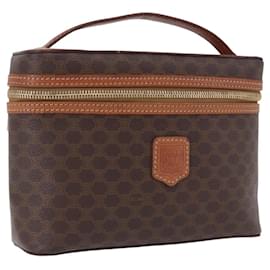 Céline Necessaire CELINE Macadam Canvas PVC Leather Brown Gold Auth 195699A