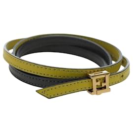 FENDI Armband Leder Grau Gold Auth 195915M - Fendi