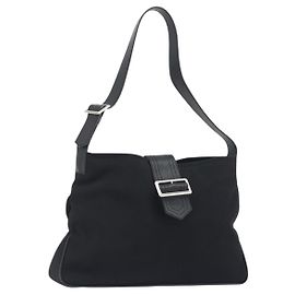 BURBERRY Schultertasche Canvas Black Silver Auth 196119