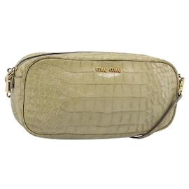 Bolso de hombro Miu Miu de cuero beige y dorado auténtico bs36735