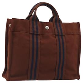 Hermès Borsa HERMES Fourre Tout PM Canvas Brown Silver Auth 195979A