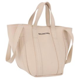 BALENCIAGA Everyday XS Tote Bag Leather Ivory Silver 672793 Auth ka5663A