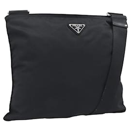 Borsa a Tracolla PRADA Nylon Nero Argento Auth 196146A