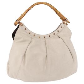 Borsa a tracolla GUCCI Bamboo in pelle Ivory Gold 124293 Auth 195718A