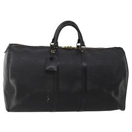 LOUIS VUITTON Epi Keepall 55 Boston Bag Noir Black M42952 LV Auth 194576