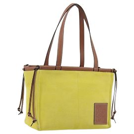 LOEWE Cushion Tote Small Tote Bag Canvas Yellow Auth 196303A