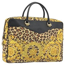 Borsa Tote Gianni Versace PVC Canvas Yellow Gold Auth bs36718