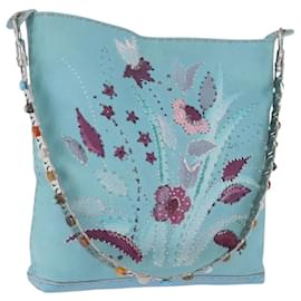 Borsa a tracolla FENDI Celeria in pelle azzurro argento Auth ka5643A