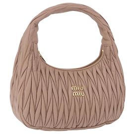 Borsa a tracolla Miu Miu Matelassé Wonder in pelle di agnello Pink Gold Auth 196075SAM