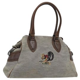 Borsa a mano FENDI Canvas Gray Brown 8BN162 Auth 196102