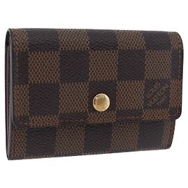LOUIS VUITTON Damier Ebene Porte Monnaie Plat Coin Purse N61930 LV Auth 194473A