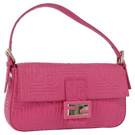 Borsa a tracolla FENDI Mamma Baguette in pelle Pink Gold Auth 196359M
