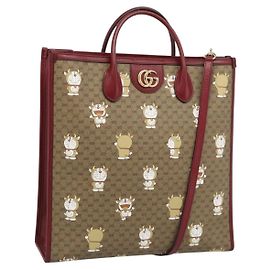 Borsa GUCCI Doraemon Micro GG PVC 2way Beige Gold 654345 Auth 195107SAM