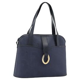 Bolsa de Mão Christian Dior Trotter PVC Couro Navy Tom Dourado Auth 196124