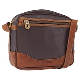 Borsa a tracolla LOEWE PVC Brown Gold Silver Auth 195697