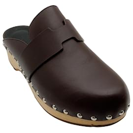 Mules Sabots Calya in pelle marrone Hermès