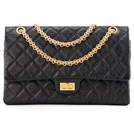 CHANEL - Borsa a tracolla 2.55 Chanel in pelle stropicciata nera