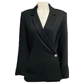 Loewe taillierter Stretch-Viskose-Blazer in Schwarz mit asymmetrischem Schnitt und einem Knopf