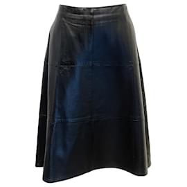 Chanel A-Linien-Rock aus schwarzem Leder