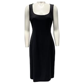 Dolce & Gabbana ärmelloses Kleid aus schwarzem Wollcrepe