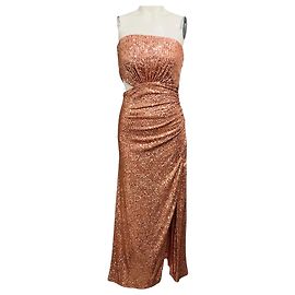 Autre Marque Ramy Brook Grace Sequin Strapless Midi Abendkleid Rose Gold