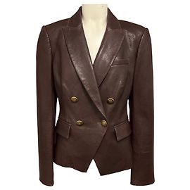 Giacca Dickey in pelle di agnello Gail Burgundy Oxblood di Veronica Beard