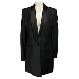 Blazer lungo in lana nero Givenchy con schiena drappeggiata e fodera motivo 4G