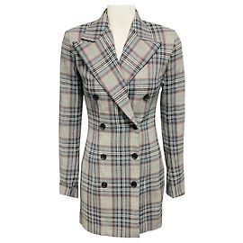 Autre Marque Y/PROJECT Grey / Blue Multi Plaid Double Breasted Blazer