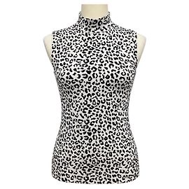 Top sem mangas de gola alta em jacquard de malha White / Black Adam Lippes