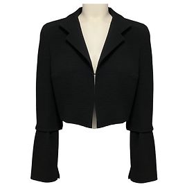 Akris Octopus Crop-Jacke aus strukturiertem Stretch-Wollstoff in Schwarz