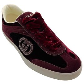 Zapatillas Gucci G75 de terciopelo borgoña / ante