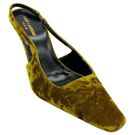 Sapatos slingback Blade em veludo esmagado Chartreuse Saint Laurent