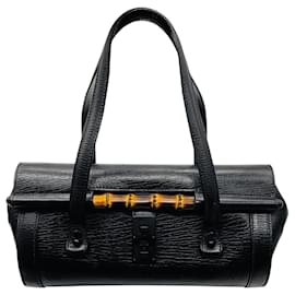Borsa a tracolla Gucci in pelle nera Bamboo Bullet