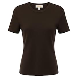 Michael Kors Collection Kurzarm-Pullover aus Kaschmir in Schokoladenbraun