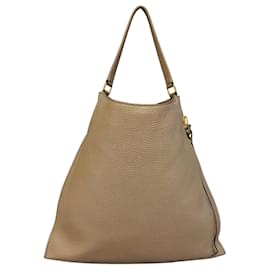 Borsa Tote Tom Ford in pelle martellata Taupe / Gold con dettaglio zip