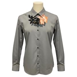 Camisa / Blusa de algodón con estampado floral gris Dries Van Noten