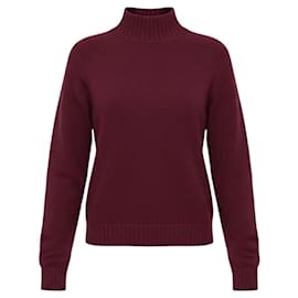 The Elder Statesman Burgundy Mock Neck Cashmere Knit Pullover Sweater - Autre Marque