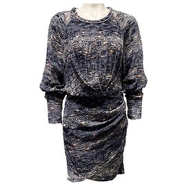 Vestido de terciopelo burnout Ellos multicolor azul marino Isabel Marant