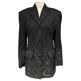 Off-White einreihiger schwarzer Wollblazer mit Kristallbesatz - Off White