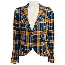 Autre Marque Blazer a quadri blu / giallo senape Smythe