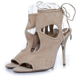 Aquazzura, sandali in camoscio beige sexy thing cutout