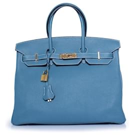 Hermès Hermes, borsa Birkin 35 Blue jean in pelle togo