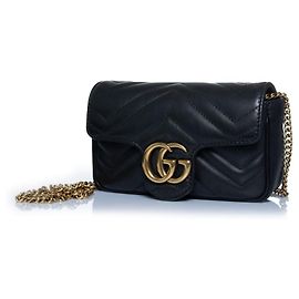 Gucci, Borsa mini marmont in pelle nera
